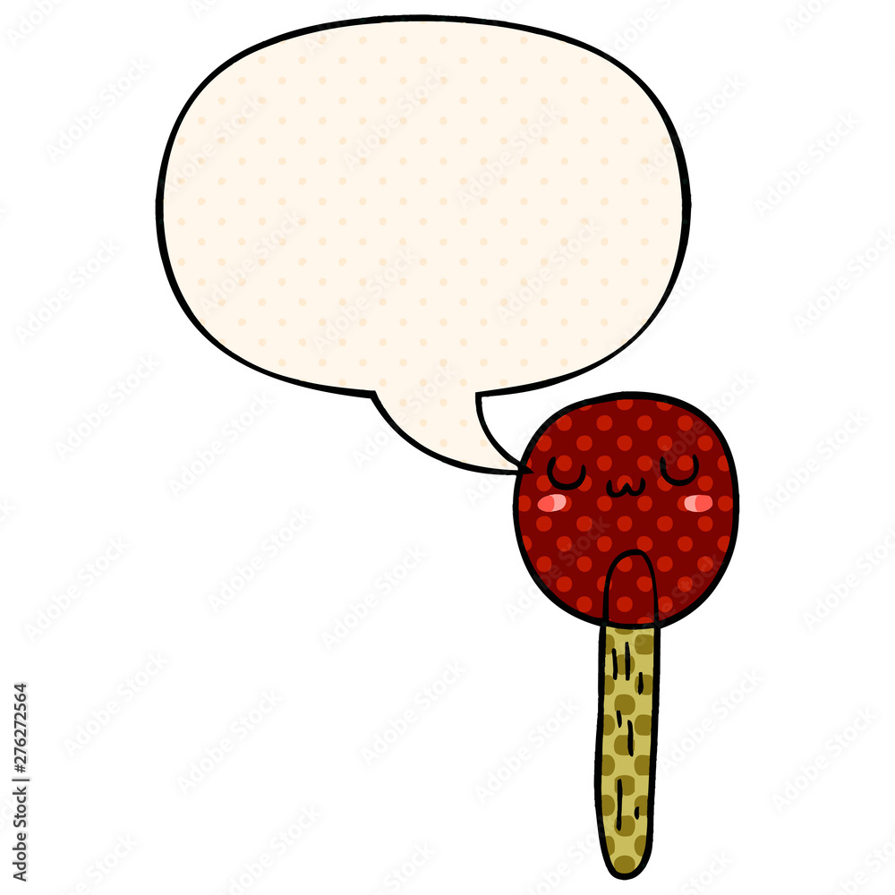 Fototapeta premium cartoon lollipop and speech bubble in comic book style