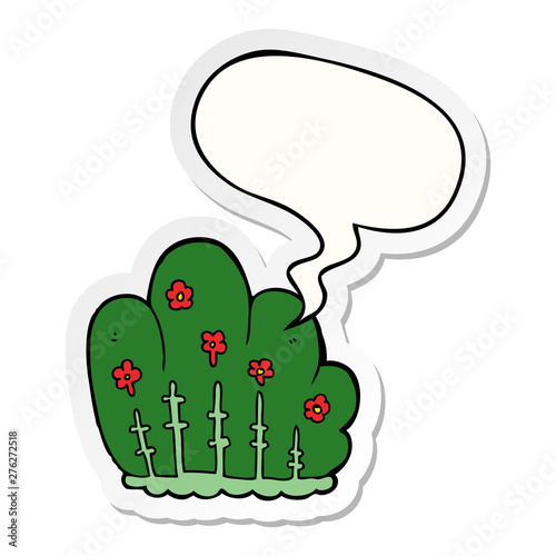 cartoon hedge and speech bubble sticker