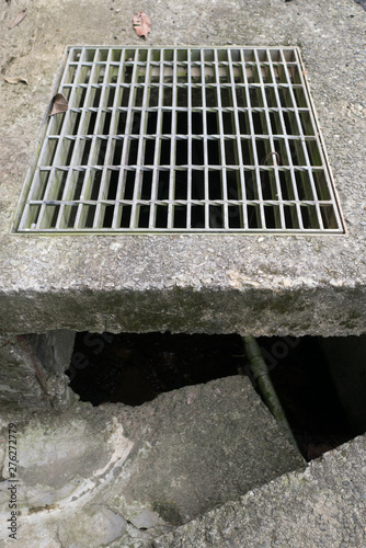 A drain hole of the street side