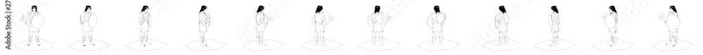 3d render, warrior character set, illustration 3d render, warrior character set, illustration