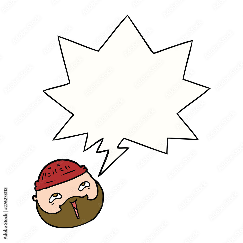 cartoon male face and beard and speech bubble cartoon male face and beard and speech bubble