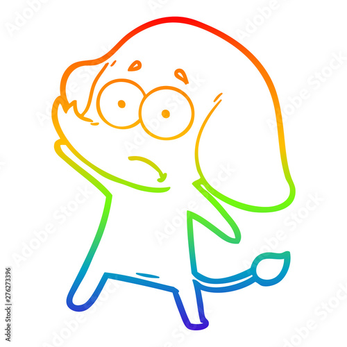 rainbow gradient line drawing cartoon unsure elephant