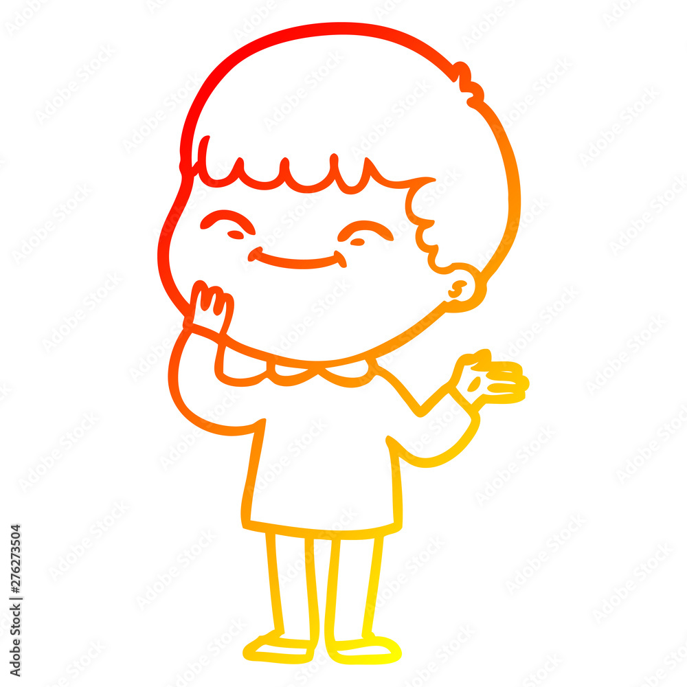 warm gradient line drawing cartoon happy boy warm gradient line drawing cartoon happy boy