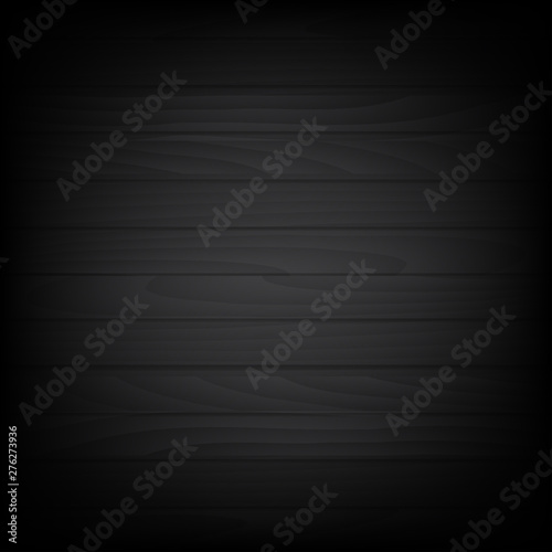 Abstract black wooden background with black corners. Vector.