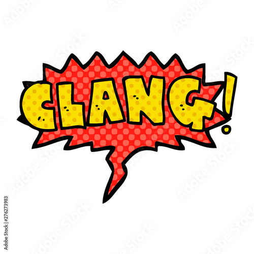 cartoon word clang and speech bubble in comic book style
