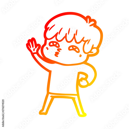 warm gradient line drawing cartoon curious man
