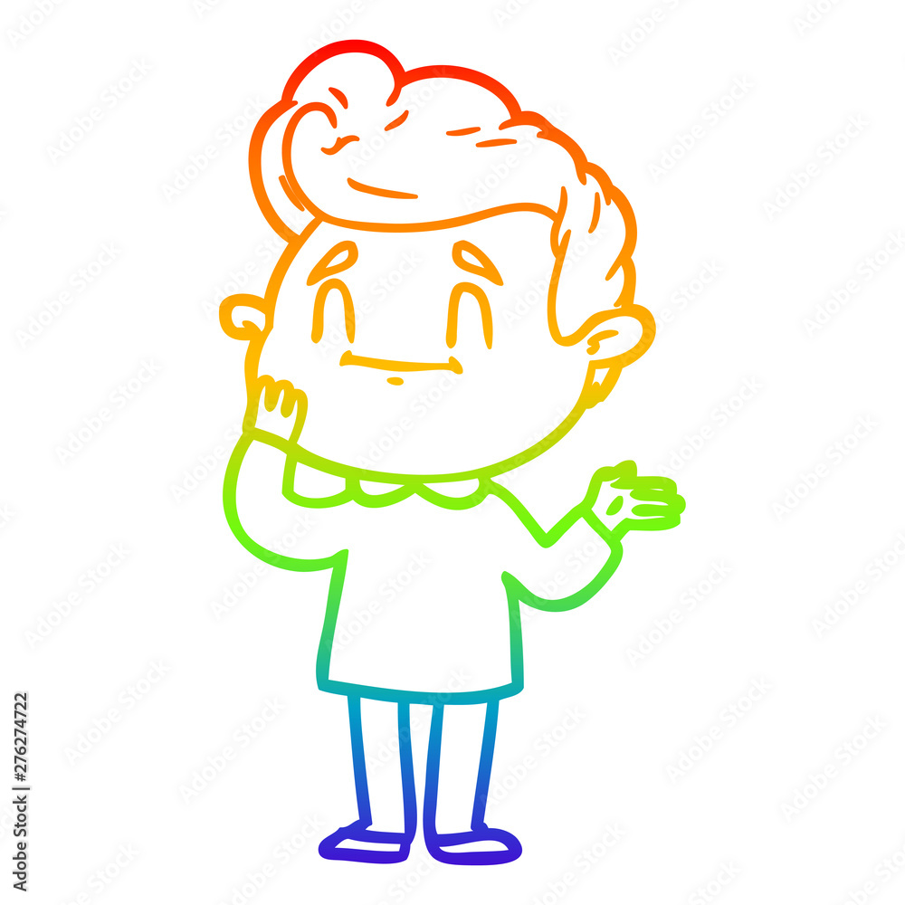 rainbow gradient line drawing happy cartoon man