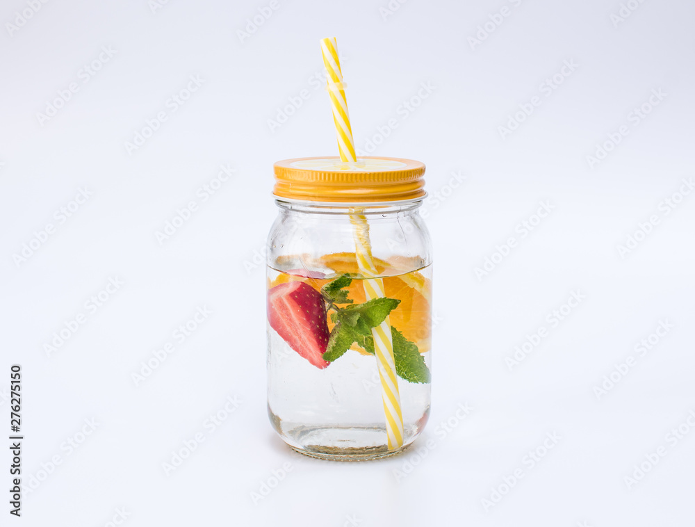 Fruit infused water in a jar Fruit infused water in a jar