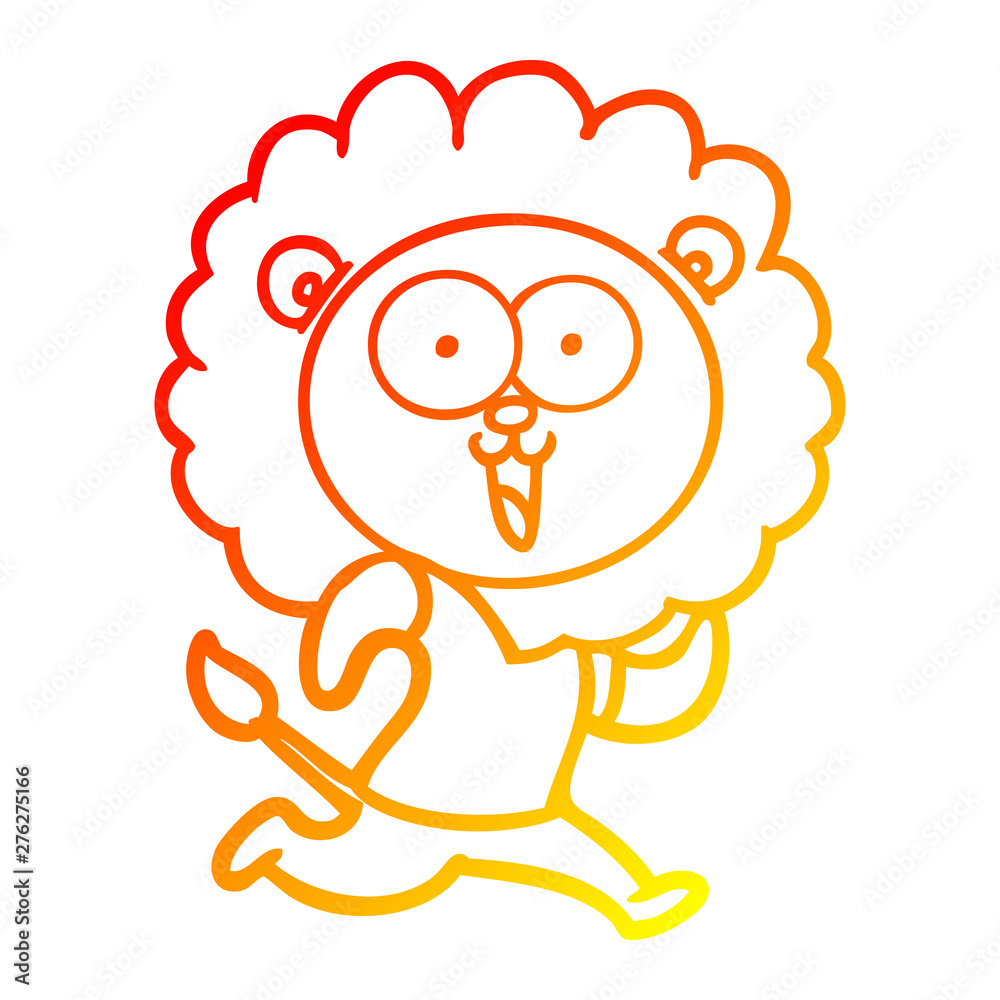 warm gradient line drawing happy cartoon lion warm gradient line drawing happy cartoon lion