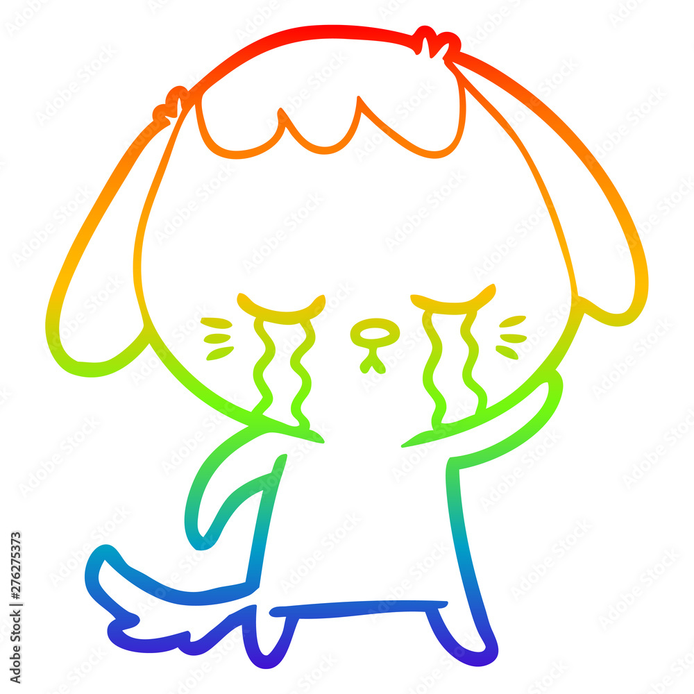 rainbow gradient line drawing cartoon crying dog rainbow gradient line drawing cartoon crying dog