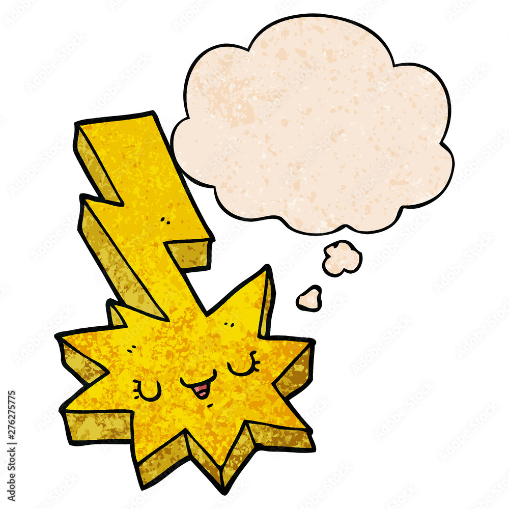 cartoon lightning strike and thought bubble in grunge texture pattern style cartoon lightning strike and thought bubble in grunge texture pattern style