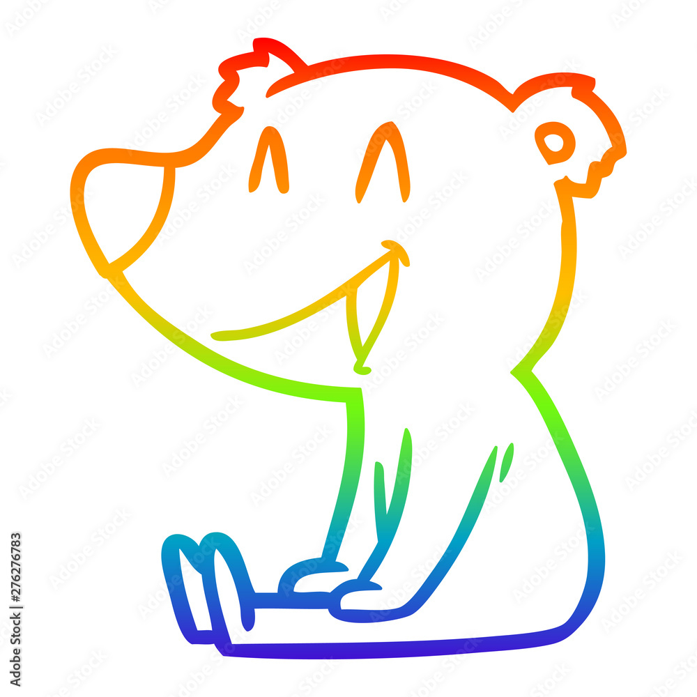 rainbow gradient line drawing sitting bear cartoon rainbow gradient line drawing sitting bear cartoon