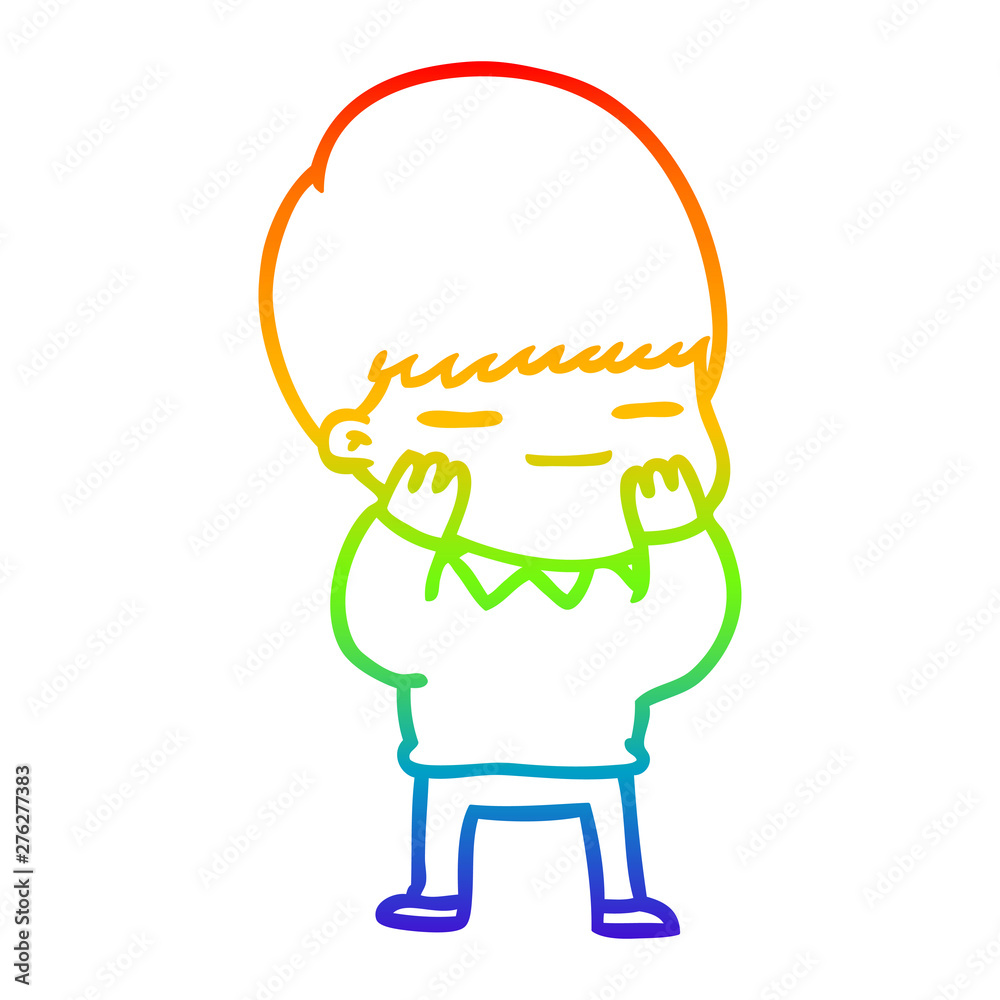 rainbow gradient line drawing cartoon smug boy rainbow gradient line drawing cartoon smug boy