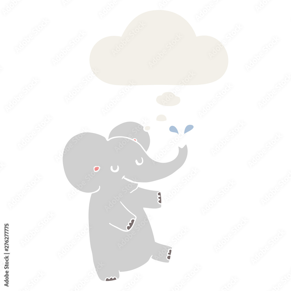 cartoon dancing elephant and thought bubble in retro style cartoon dancing elephant and thought bubble in retro style