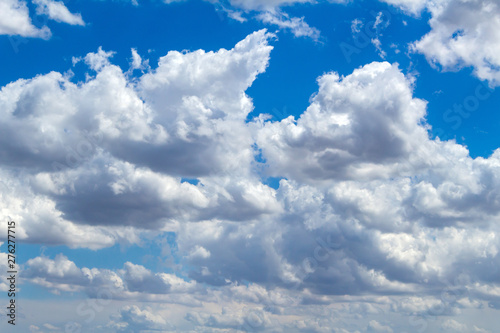 Picturesque beautiful clouds before rain on the blue sky. Weather, nature concept.