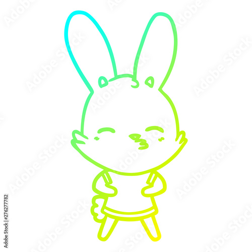 cold gradient line drawing curious bunny cartoon