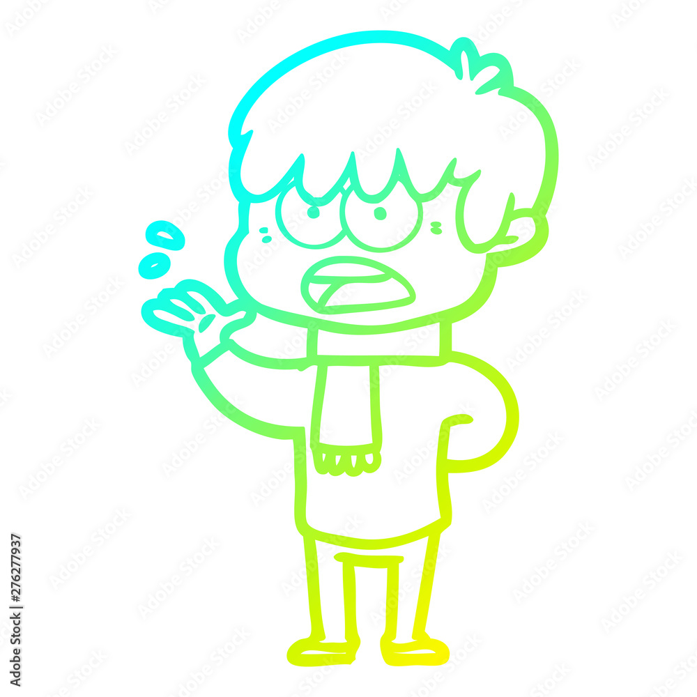 cold gradient line drawing worried cartoon boy cold gradient line drawing worried cartoon boy