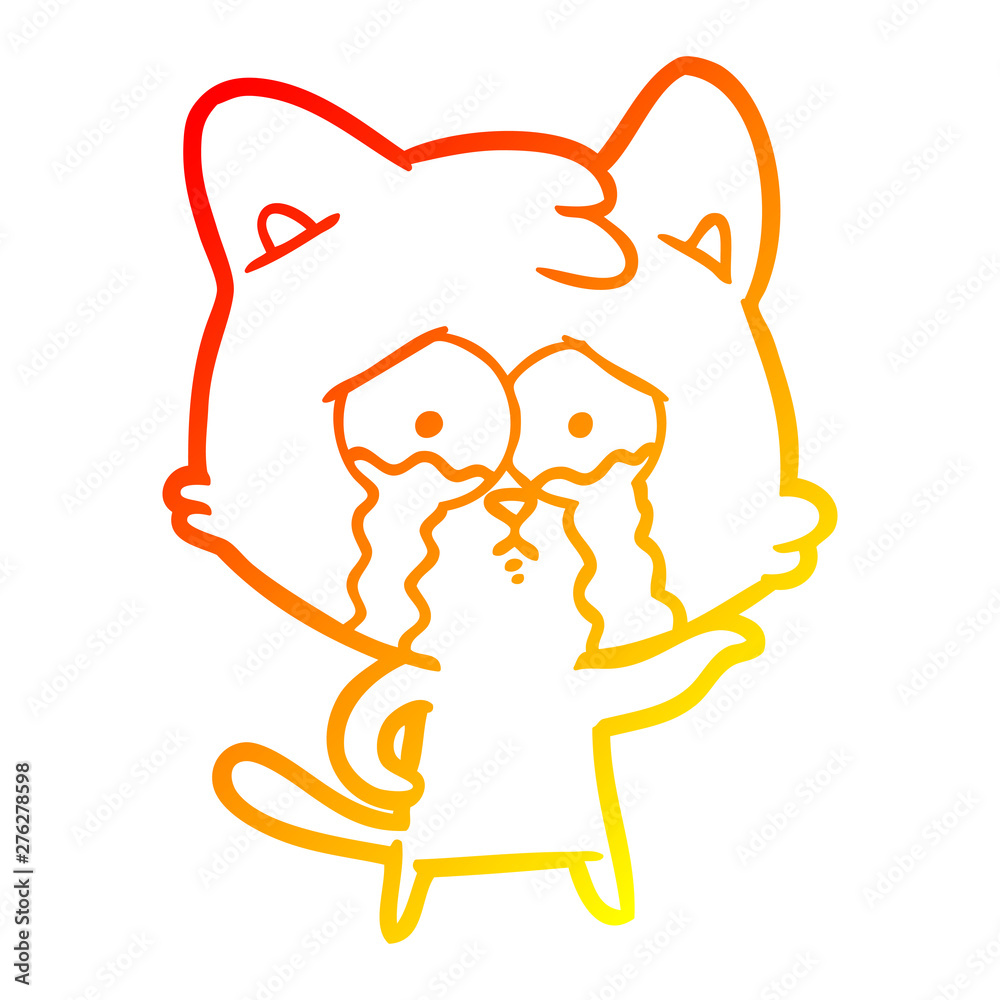 warm gradient line drawing cartoon crying cat warm gradient line drawing cartoon crying cat
