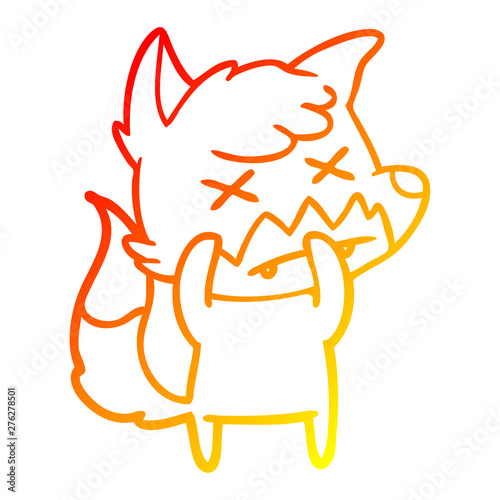 warm gradient line drawing cartoon dead fox