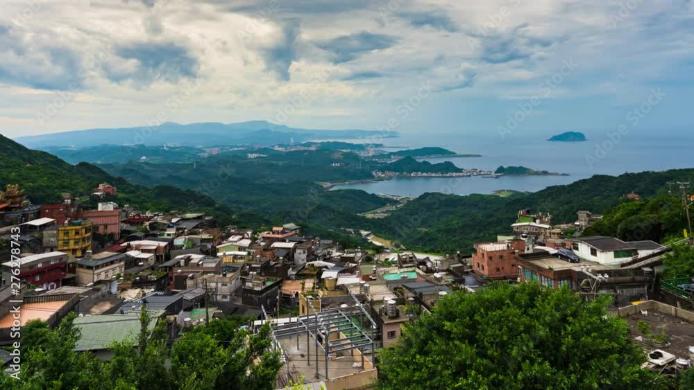 time lapse of of Jiufen village with mountain and east china sea, Taiwan time lapse of of Jiufen village with mountain and east china sea, Taiwan