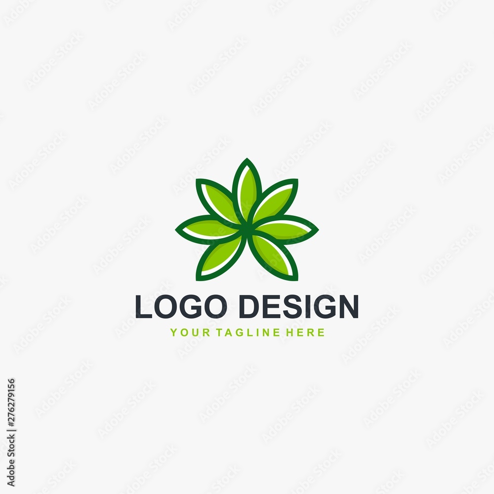 Harvest logo design vector. Leaf circle abstract design for agriculture company.