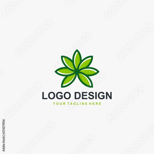 Harvest logo design vector. Leaf circle abstract design for agriculture company.