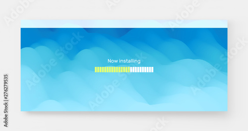 Loading process screen. Installing app or software. Progress loading bar. Abstract background with color gradients. 3d vector Illustration.