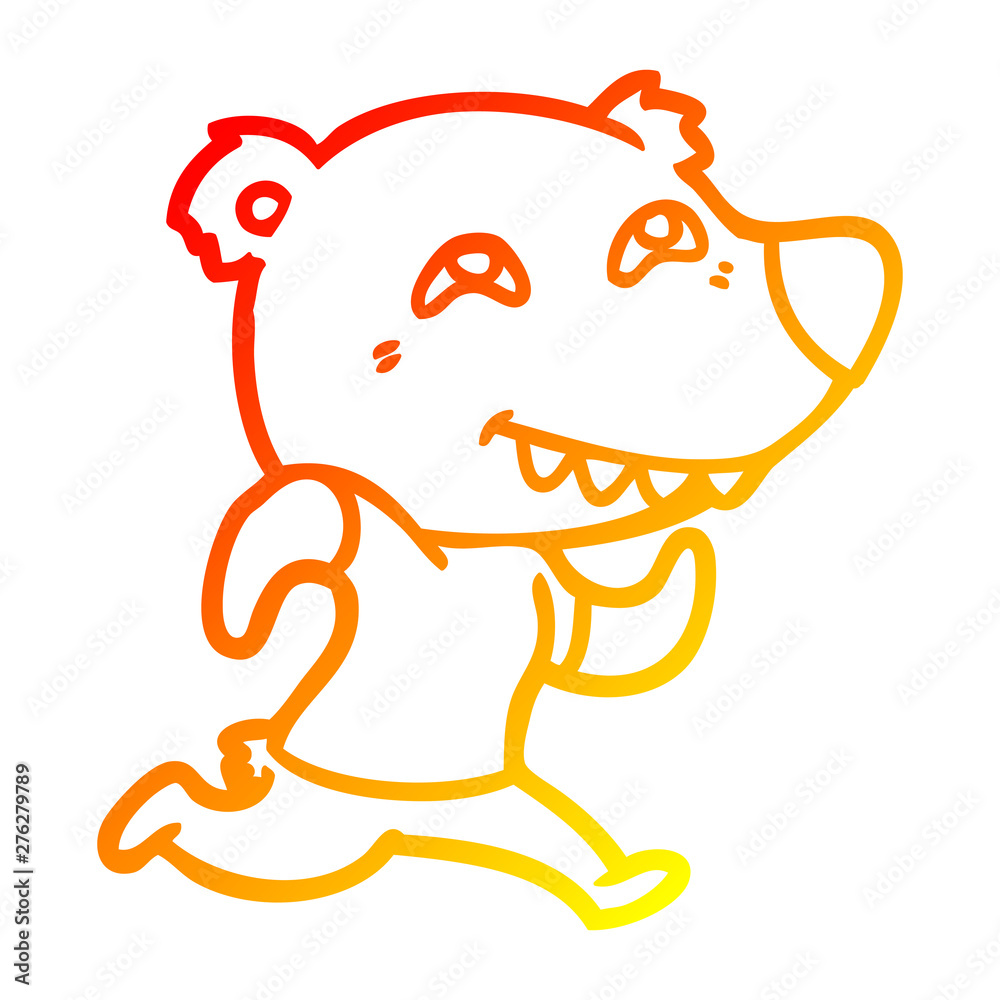 Obraz premium warm gradient line drawing cartoon bear running