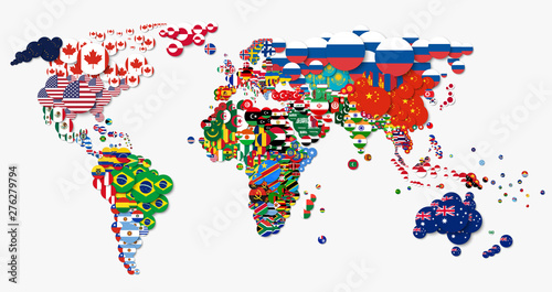 World map and all national ...