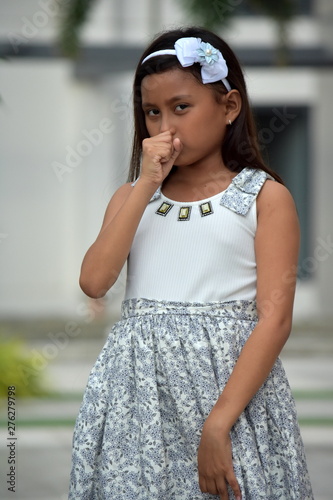 Petite Asian Female Coughing Wearing Dress