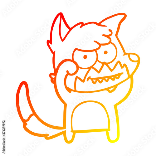 warm gradient line drawing cartoon grinning fox