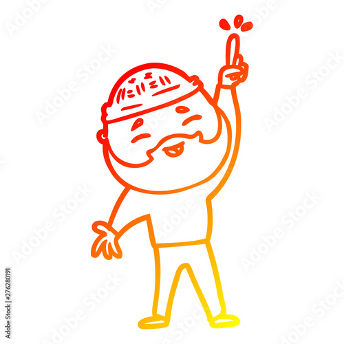 warm gradient line drawing cartoon happy bearded man