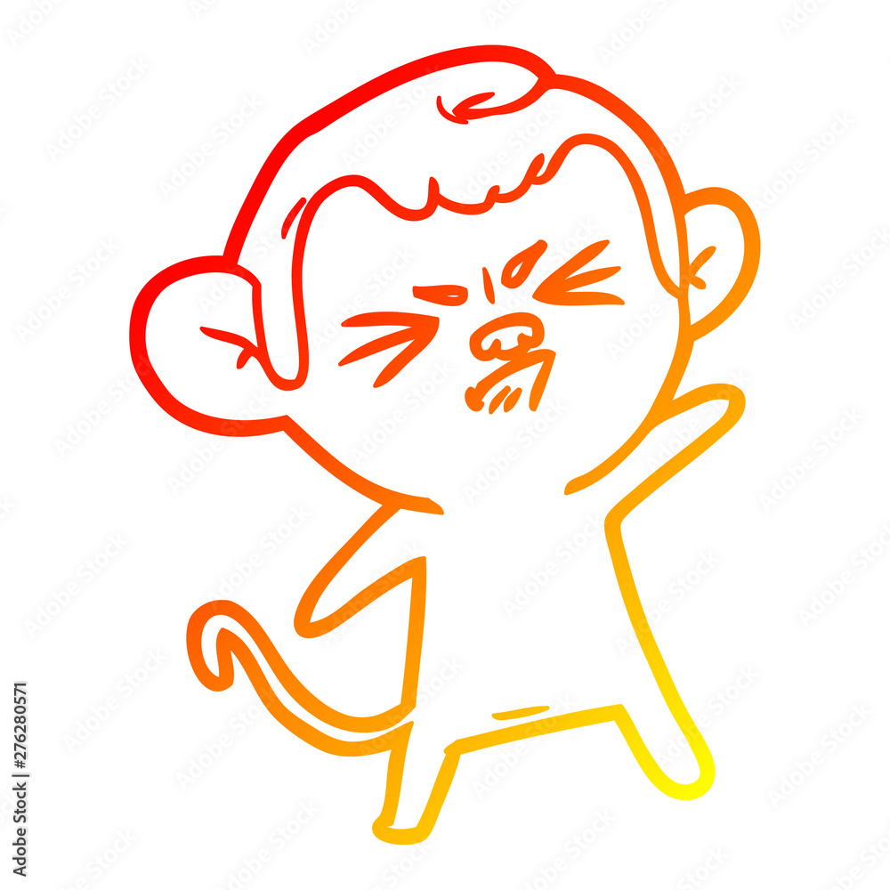warm gradient line drawing cartoon annoyed monkey warm gradient line drawing cartoon annoyed monkey