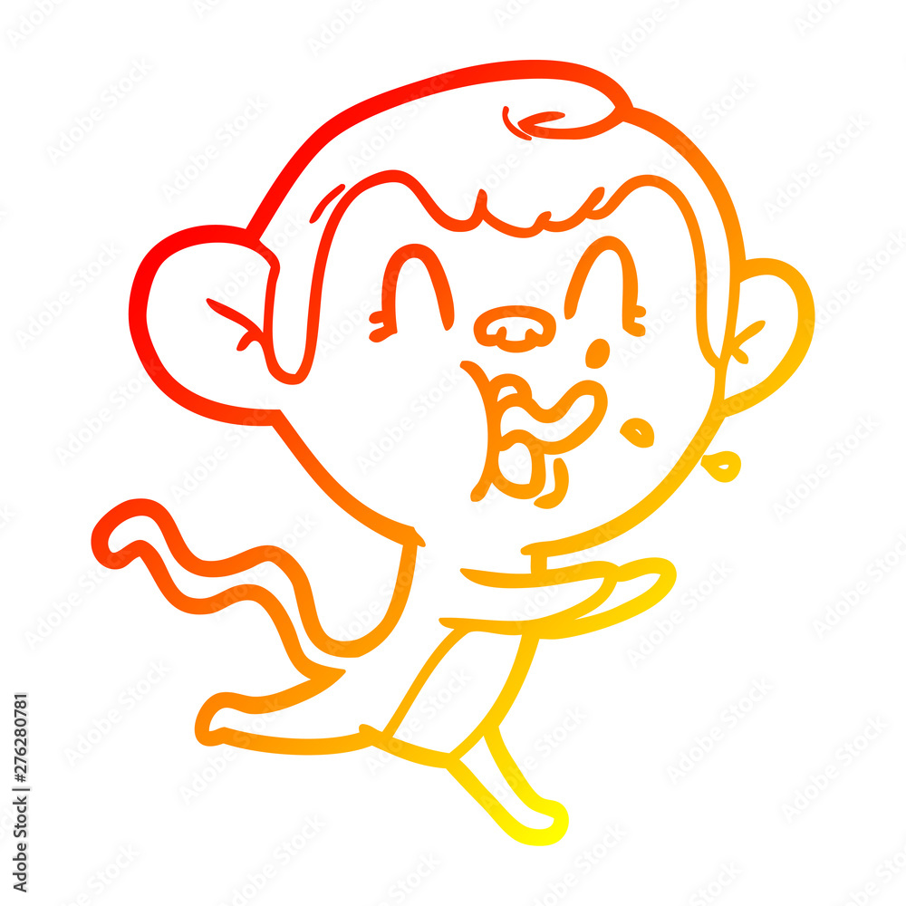 Obraz premium warm gradient line drawing crazy cartoon monkey