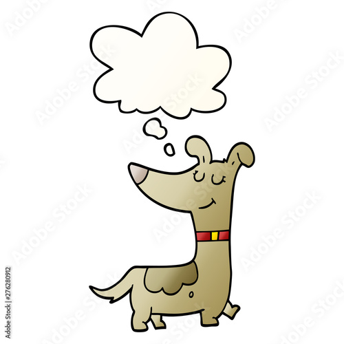 cartoon dog and thought bubble in smooth gradient style
