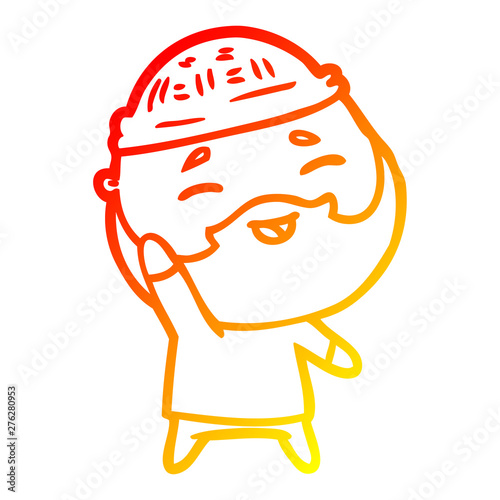warm gradient line drawing cartoon happy bearded man