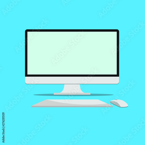 Personal Computer Illustration on Blue Background