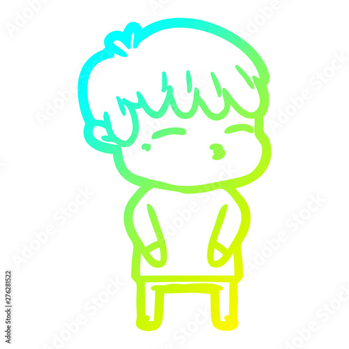 cold gradient line drawing cartoon curious boy