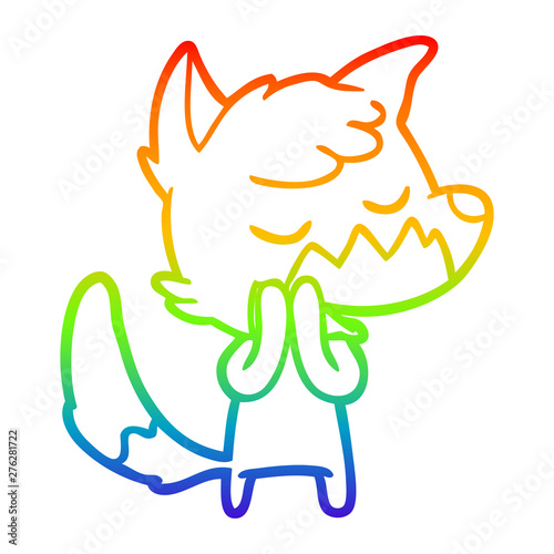 rainbow gradient line drawing friendly cartoon fox
