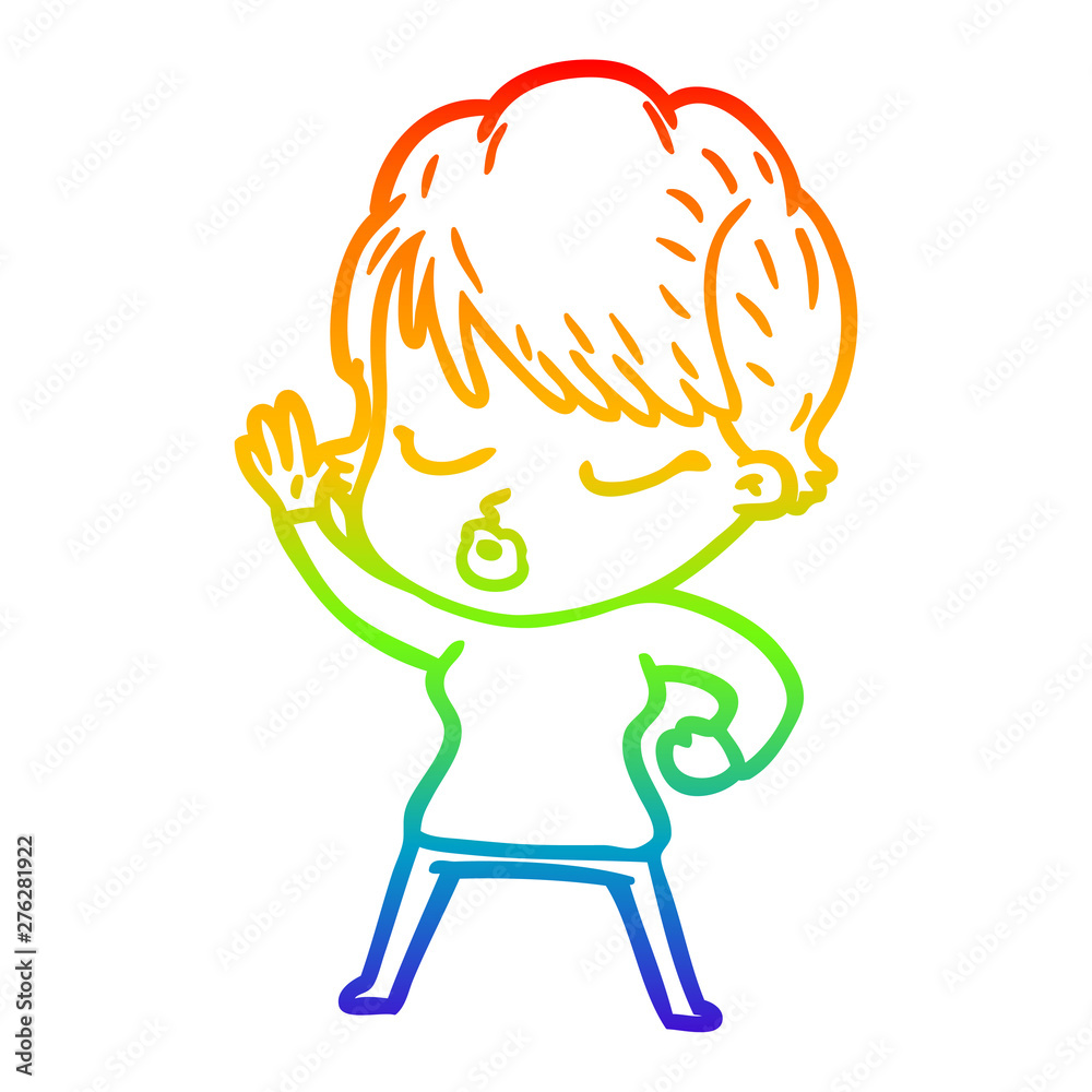 rainbow gradient line drawing cartoon woman with eyes shut rainbow gradient line drawing cartoon woman with eyes shut