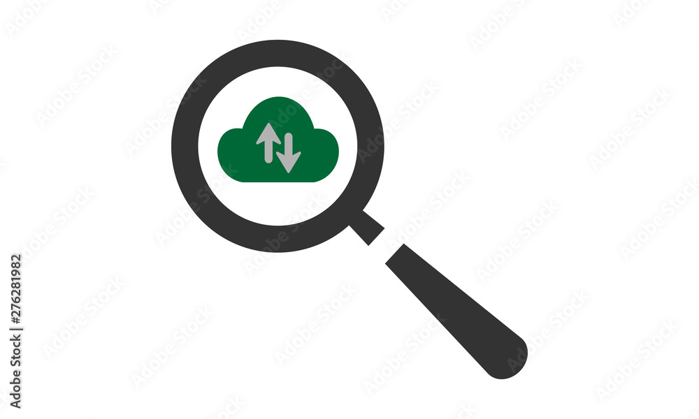 Cloud search icon for online data storage and cloud services Cloud search icon for online data storage and cloud services