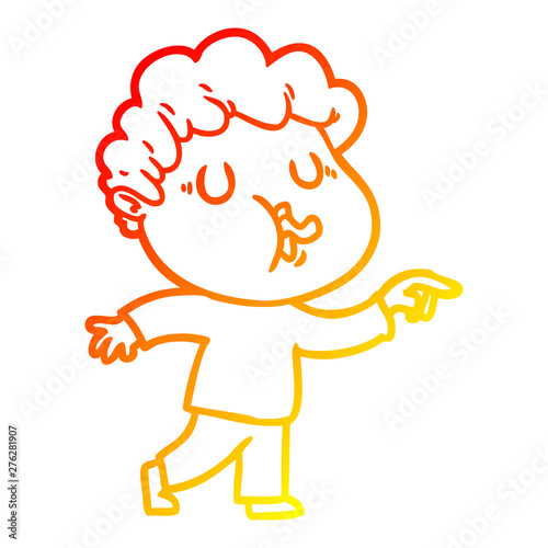 warm gradient line drawing cartoon man singing