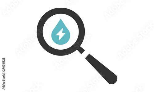 Water analysis icon with dirty aqua drop for environmental testing