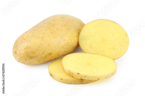 potatoes and cut raw vegetable isolated on white background with clipping path
