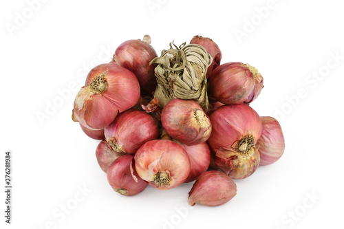 group of shallots isolated on white background with clipping path