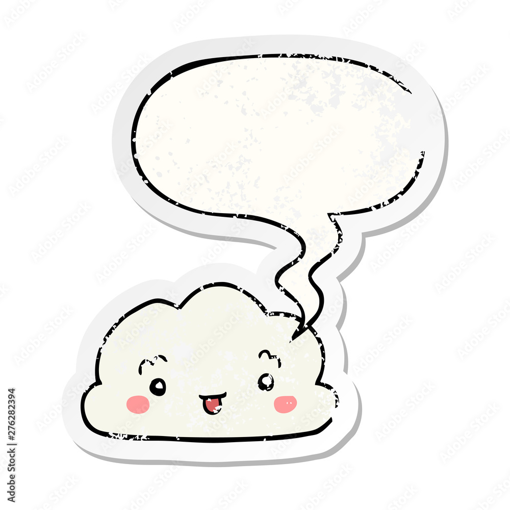 cartoon cloud and speech bubble distressed sticker cartoon cloud and speech bubble distressed sticker