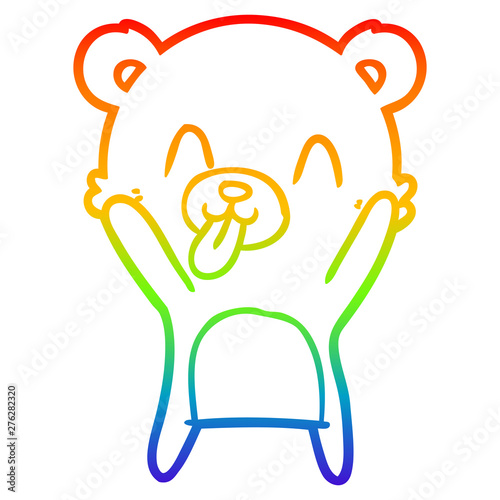 rainbow gradient line drawing rude cartoon bear