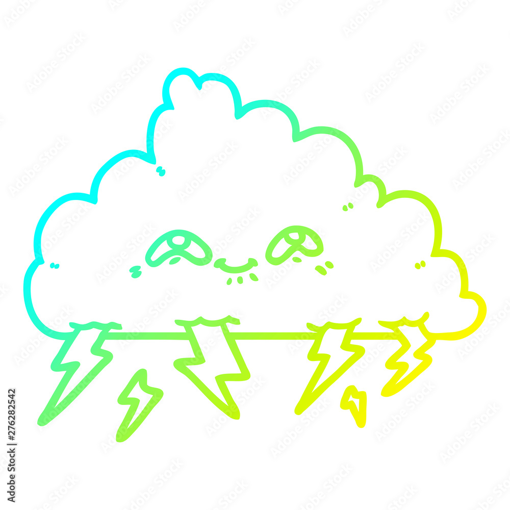 cold gradient line drawing cartoon thundercloud cold gradient line drawing cartoon thundercloud