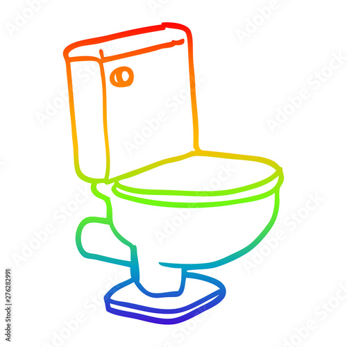 rainbow gradient line drawing cartoon closed toilet