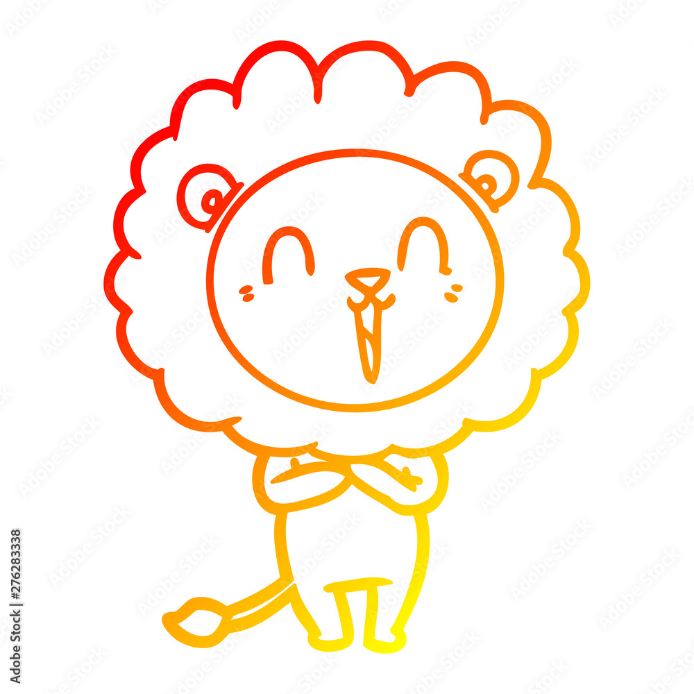 warm gradient line drawing laughing lion cartoon warm gradient line drawing laughing lion cartoon